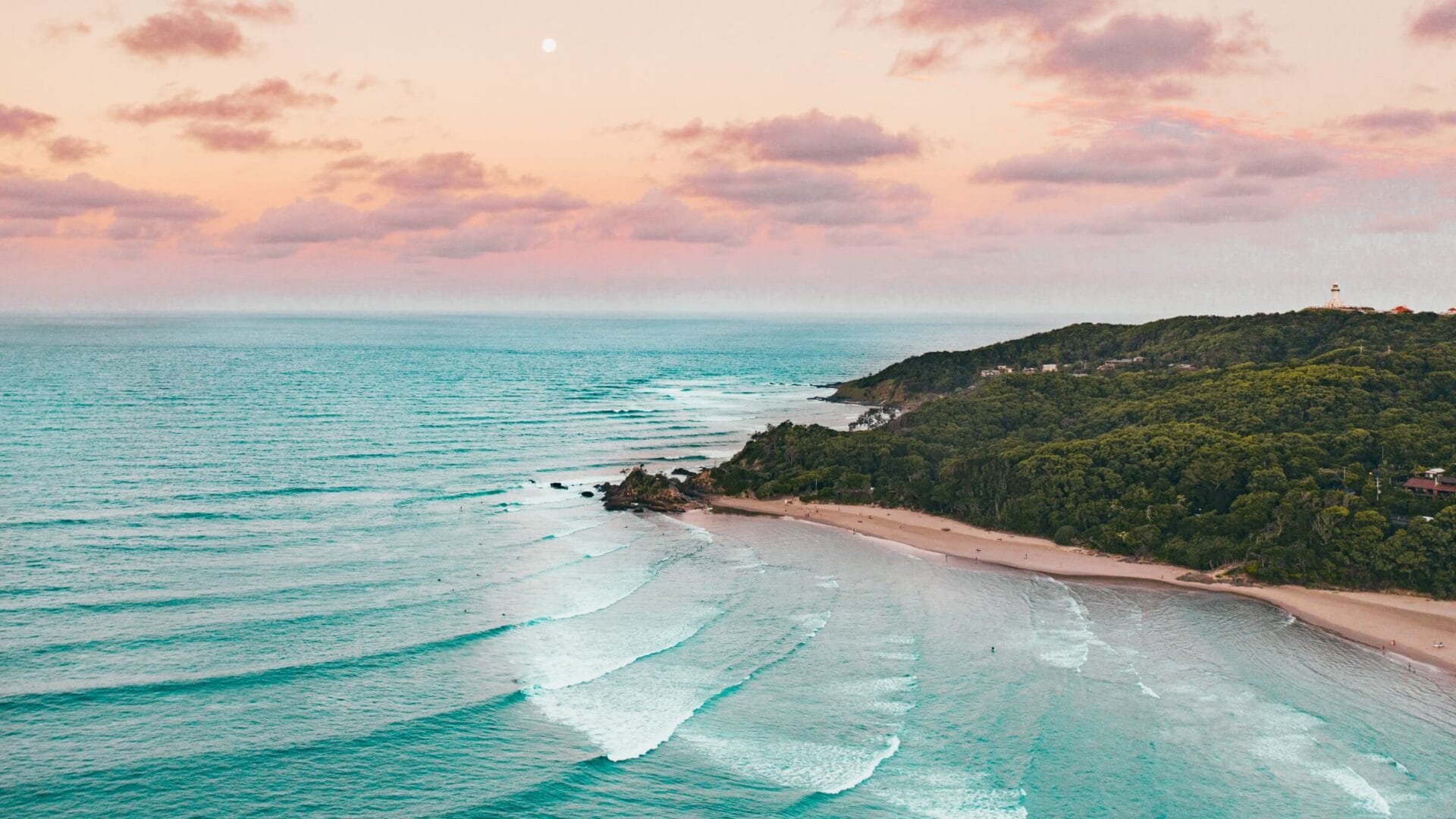 Beautiful vista of Byron Bay at Sunset